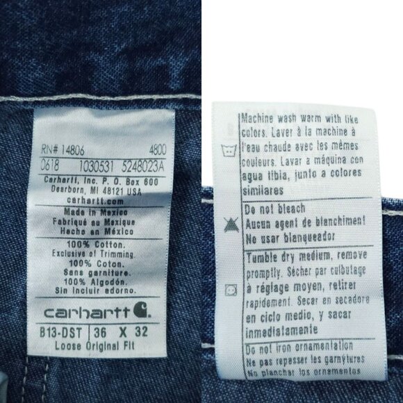 Carhartt Loose Original Fit Utility Jeans Mens 36 x 30 Dungarees B13 - DST - Picture 8 of 15